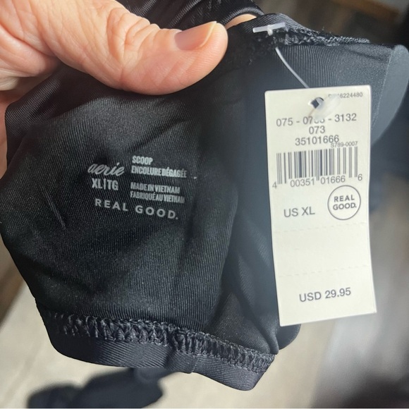 Aerie 2 Piece Bikini Set Scoop Padded Top Cheeky Bottoms XL Black Swimwear NWT - Picture 7 of 8